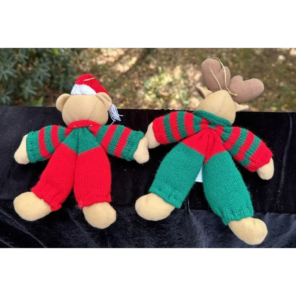 Vintage 1980’s International Bazaar Christmas Bear Deer Ornaments -S64